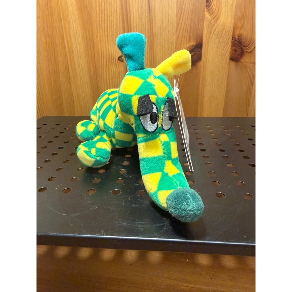 Disney Store Mini Bean Bag Woozle #3 Plush Green Yellow Checkered NWT